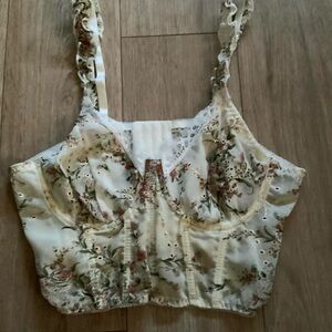 white floral embroidered corset top